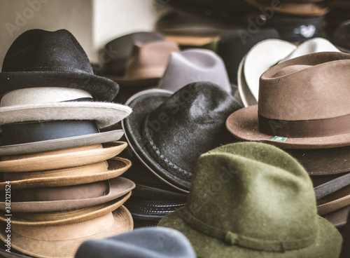 colorful hats stacked