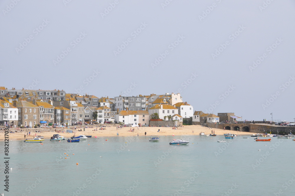 View of the fishing harbour of St Ives, Cornwall, UK