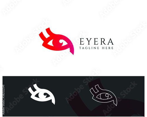 Modern eye logo brand digital bright pictogram colorful and unique technology simple media identity business symbol