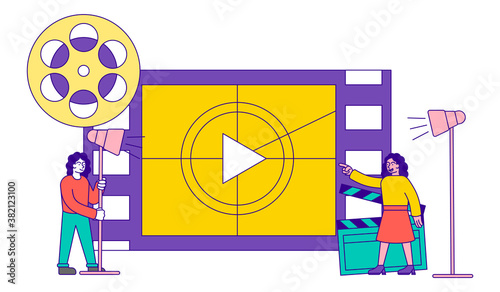 Production of high-quality video content abstract concept. Vector illustration photo