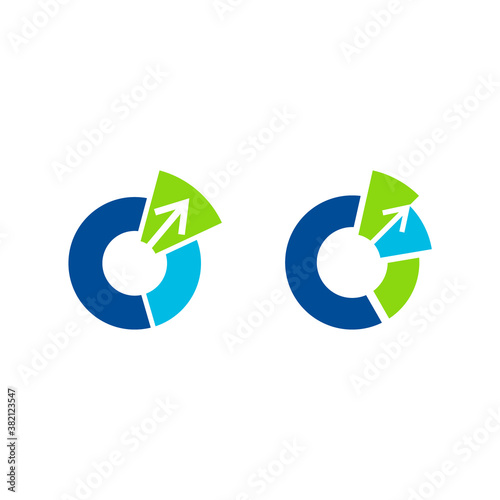 the logo of the pie chart shape with an arrow