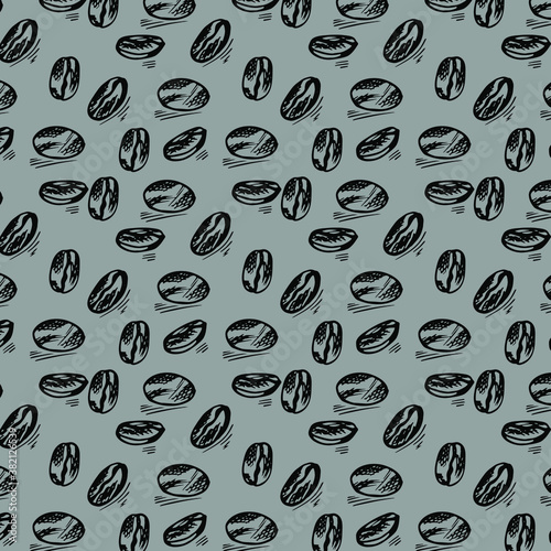 Coffee doodle pattern. Seamless picture on a white background. Vector illustration.