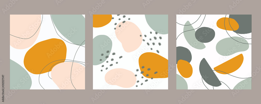 Leaves. Modern, trendy design set for social media. Contemporary art. Creative conceptual and colorful collage. Copyspace to insert your ad, text, image. Seamless styled. Watercolor, geometric, lines.
