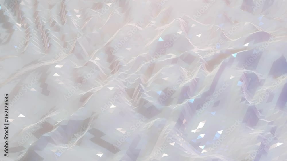 stylish creative abstract white low poly background in 4k. Abstract waves move on glossy surface in loop. Smooth soft seamless animation. Simple minimalistic geometric bg.