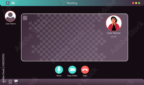 Zoom Interface Vector Illustration. Video Call Interface. Meeting App Interface Concept. 