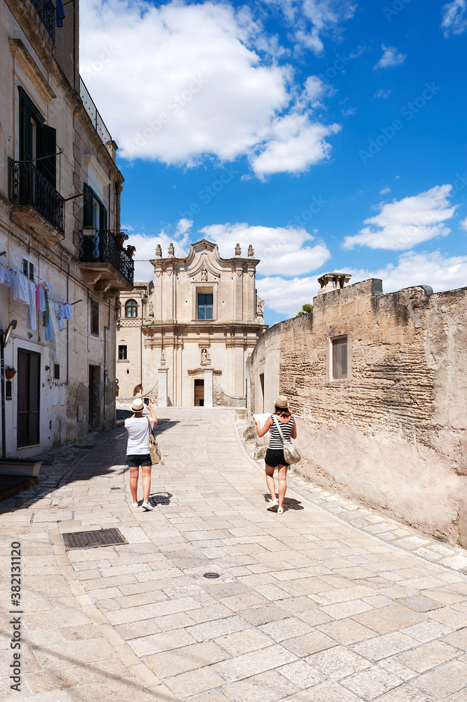 Sasso Barbisano and Sant'Agostino church, Matera, Matera district, Basilicata, Italiy, Europe, European Capital of Culture 2019