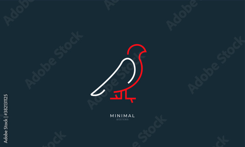A line art icon logo of a bird, pigeon