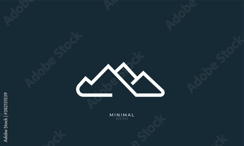 A line art icon logo of a mountain/peak/summit	
