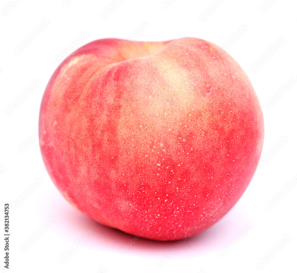 Red round ripe peach isolated on white background Red round ripe peach isolated on white background