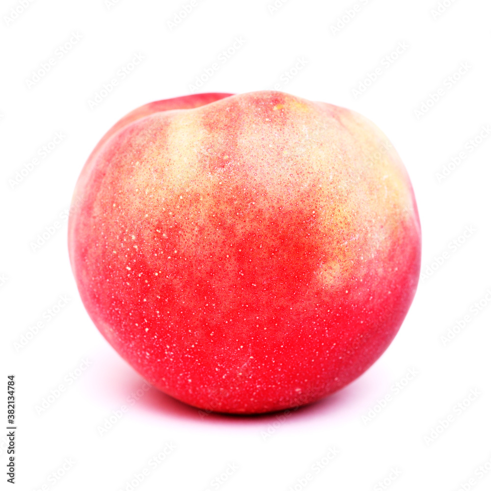 Red round ripe peach isolated on white background Red round ripe peach isolated on white background