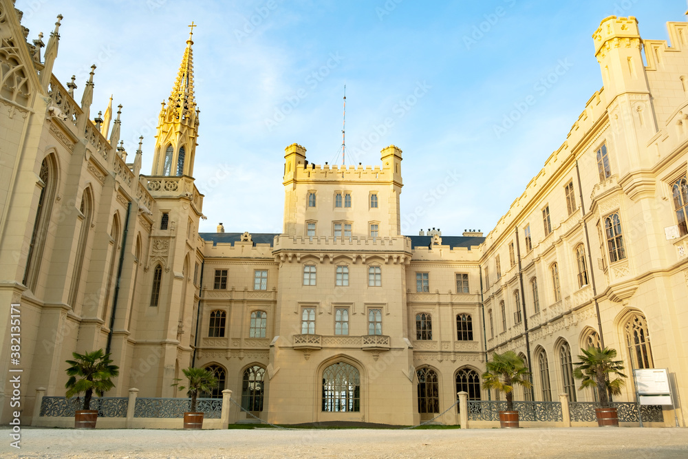 Fototapeta premium Lednice castle Chateau in Moravia, Czech Republic. UNESCO World Heritage Site.