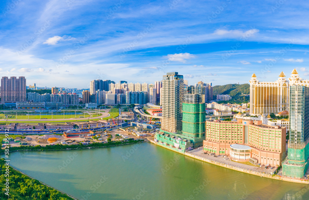 Fototapeta premium Aerial view of Taipa and Coloane Islands, Macau, China