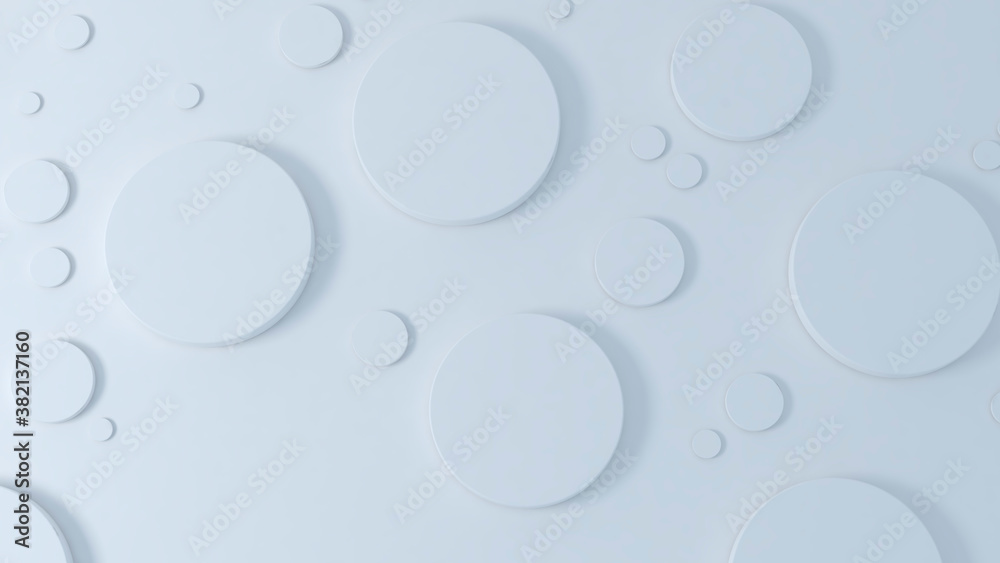 Abstract blue and white 3d circles dots pattern. Modern color and shapes. 3d illustration