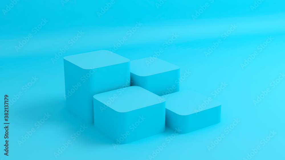Obraz premium Four cubes blue podium modern 3d render