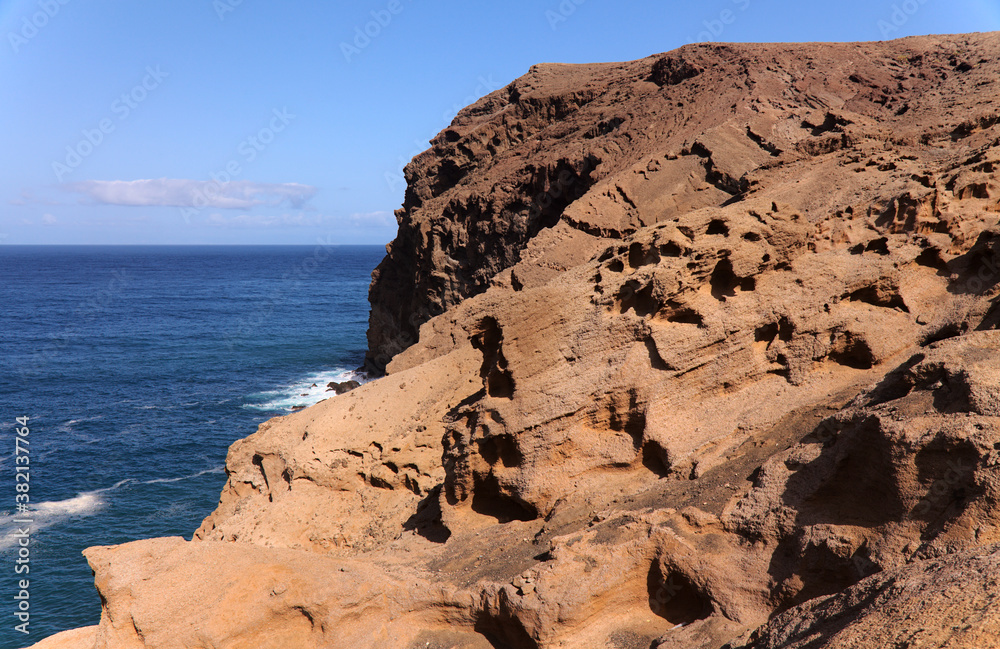 Gran Canaria, landscape of steep eroded north west coast between Galdar and Agaete municipalities, hike between 
villages Sardina del Norte and Puerto de Las Nieves
