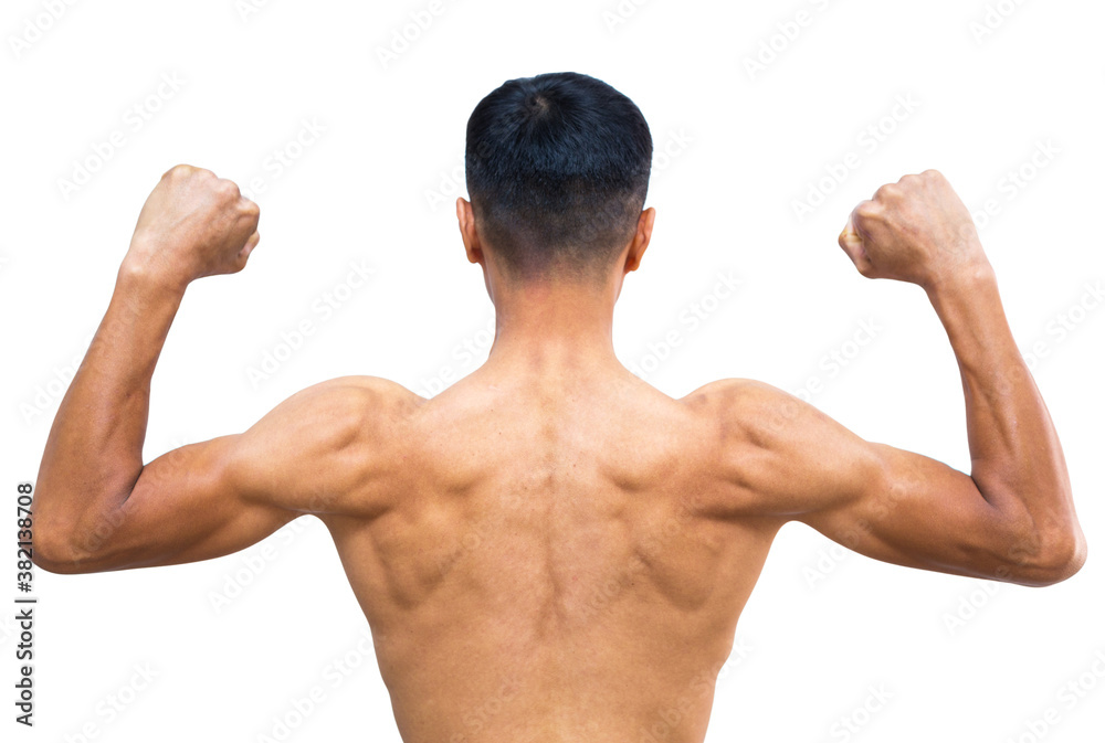 perfect man from the back on a white background perfect man from the back on a white background