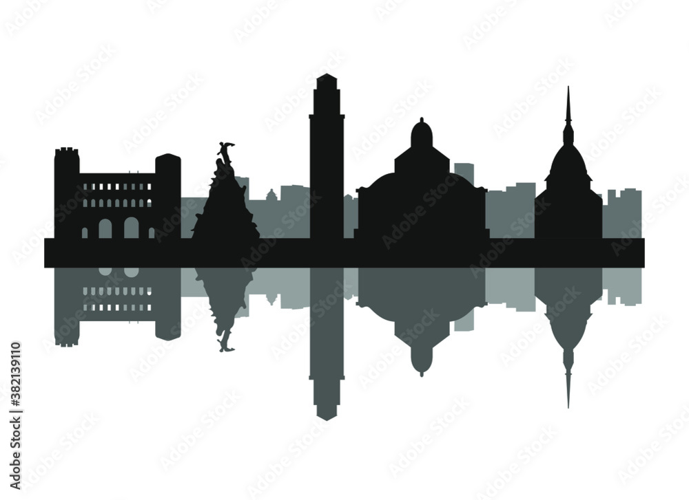 Obraz premium Turin city skyline in Italy