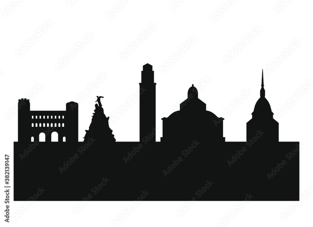 Turin city skyline in Italy
