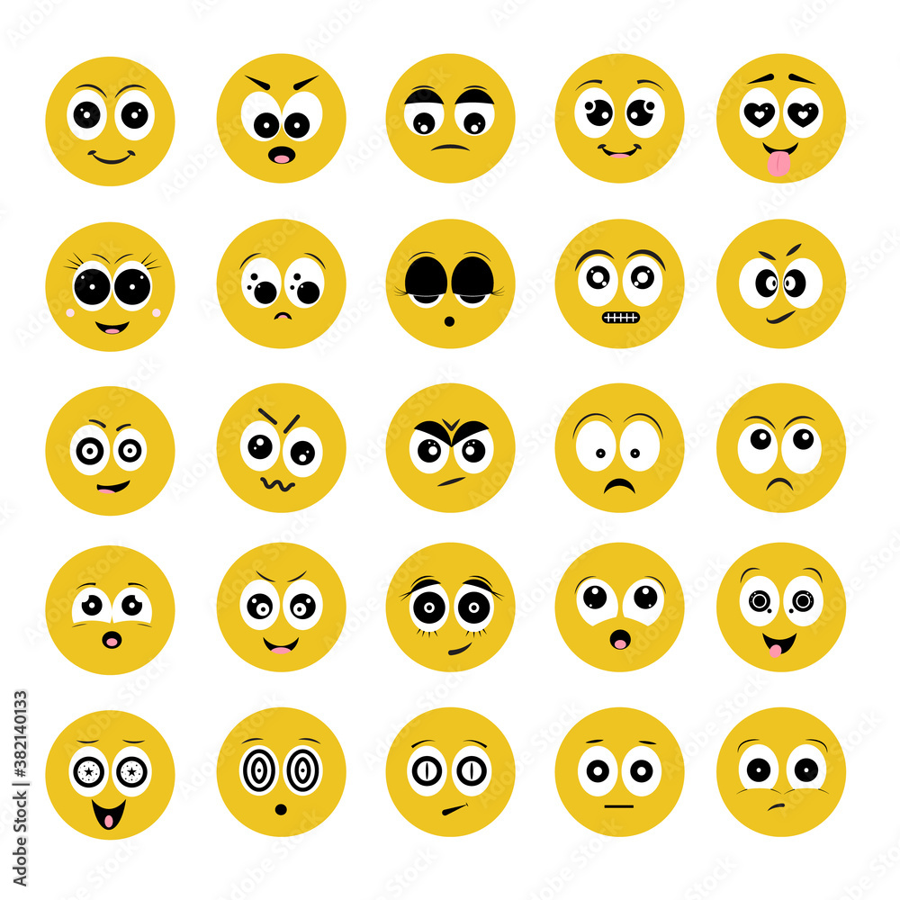 Set of Emotions on the yellow face. Set of Emotions on the yellow face.