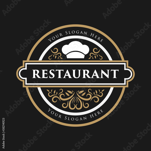 Royal luxury Restaurant Hotel vintage logo template vector