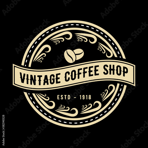 Royal luxury vintage coffee shop or cafe logo template vector