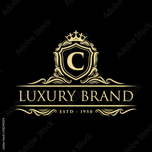 Royal luxury crown vintage logo template vector