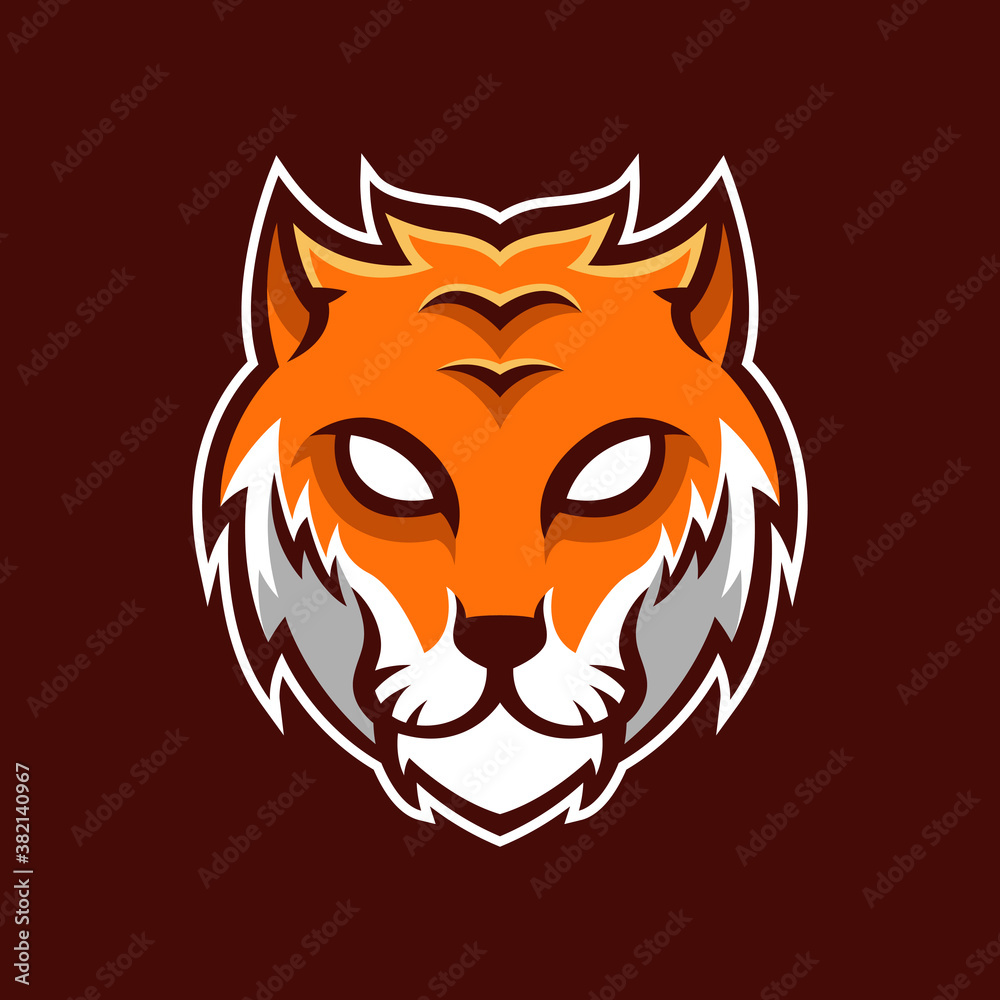 Vector logo Tiger head esport with brown background