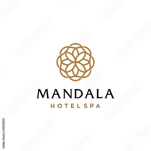 Abstract mandala flower swirl logo icon vector design. Elegant premium ornament vector logotype symbol.