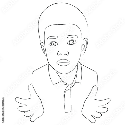 Sketch portrait of a little boy with outstretched arms