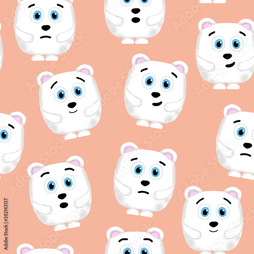 Fototapeta Naklejka Na Ścianę i Meble -  seamless pattern with cute emotive polar bears on a background