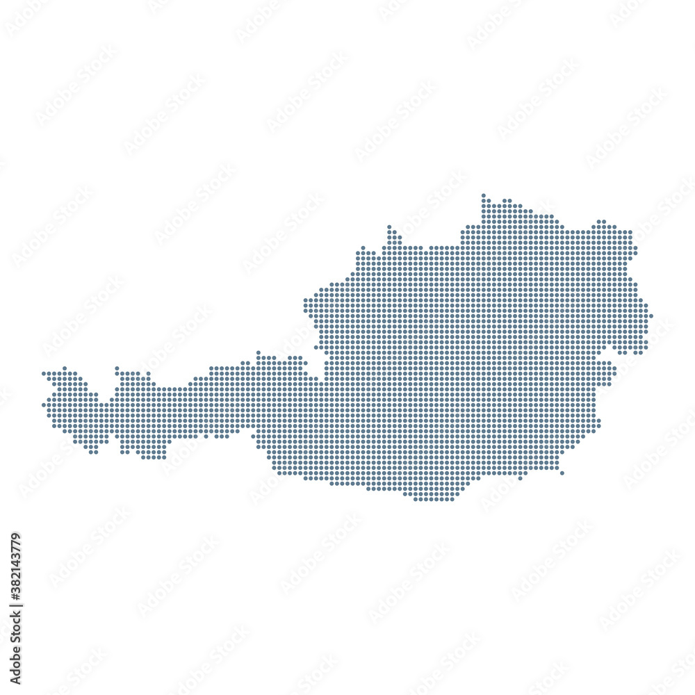 Austria Map - Vector Pixel Solid Contour