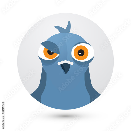 angry pigeon simple round gray bird icon