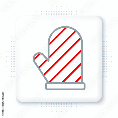 Line Oven glove icon isolated on white background. Kitchen potholder sign. Cooking glove. Colorful outline concept. Vector.