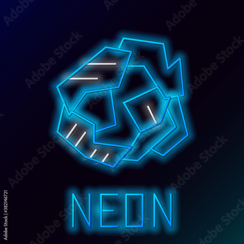 Glowing neon line Crumpled paper ball icon isolated on black background. Colorful outline concept. Vector.