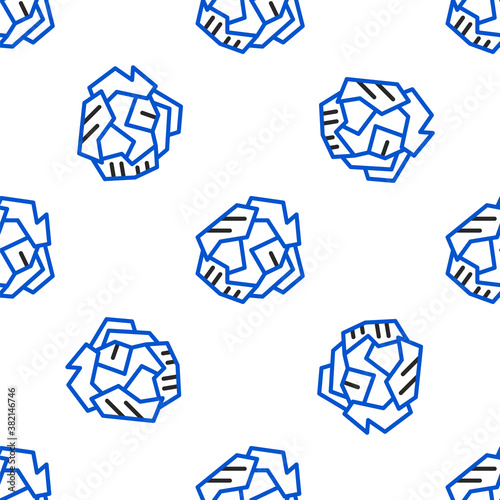 Line Crumpled paper ball icon isolated seamless pattern on white background. Colorful outline concept. Vector.