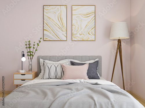 Pink family bedroom design, very warm feeling