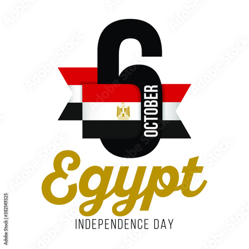 Congratulatory design for 3 October, Egypt Independence Day and text with the colors of the Egypt flag. Vector infographics