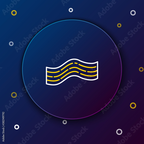 Line Bacon stripe icon isolated on blue background. Colorful outline concept. Vector.