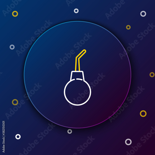 Line Enema pear icon isolated on blue background. Medical rubber pump. Colorful outline concept. Vector.