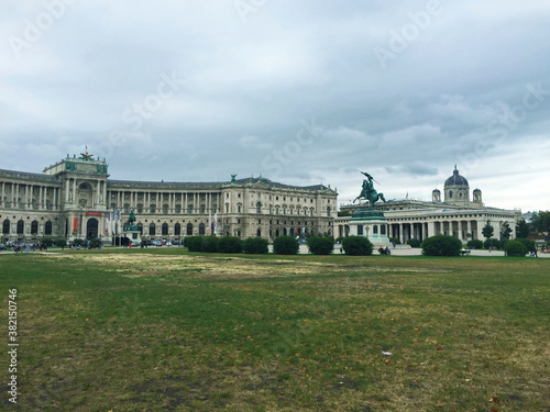 Hofburg Neue Burg section with statue of Archduke Charles, seen from Heldenplatz, Vienna Austria
