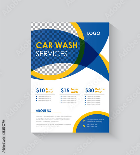 Car Wash Flyer Design in Template. Cleaning Service Leaflet Design. Business Promotion Poster.
