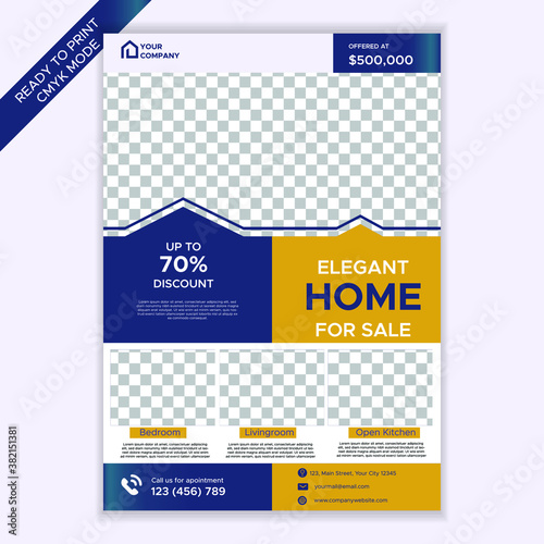 Home for Sale Real Estate Flyer Template.  vector EPS 10