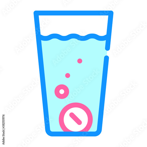 water glass filtration tablets color icon vector illustration