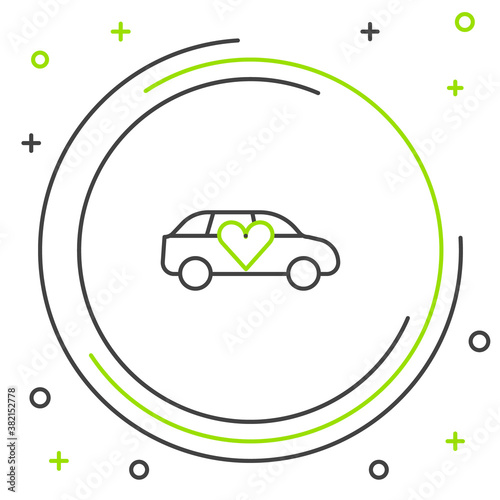 Line Luxury limousine car icon isolated on white background. For world premiere celebrities and guests poster. Colorful outline concept. Vector.