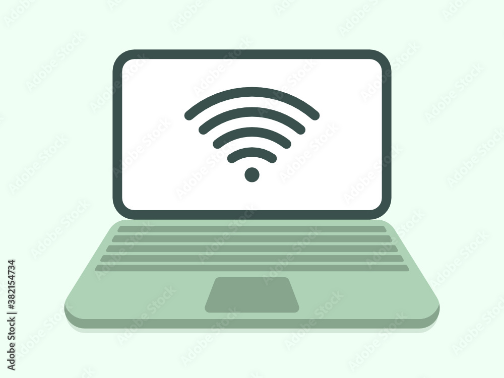 Wireless icon on laptop - vector illustration Wireless icon on laptop - vector illustration