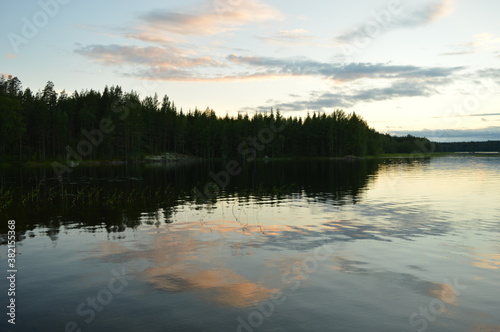 Sunset in the beautiful Finnish Lake District, Finland