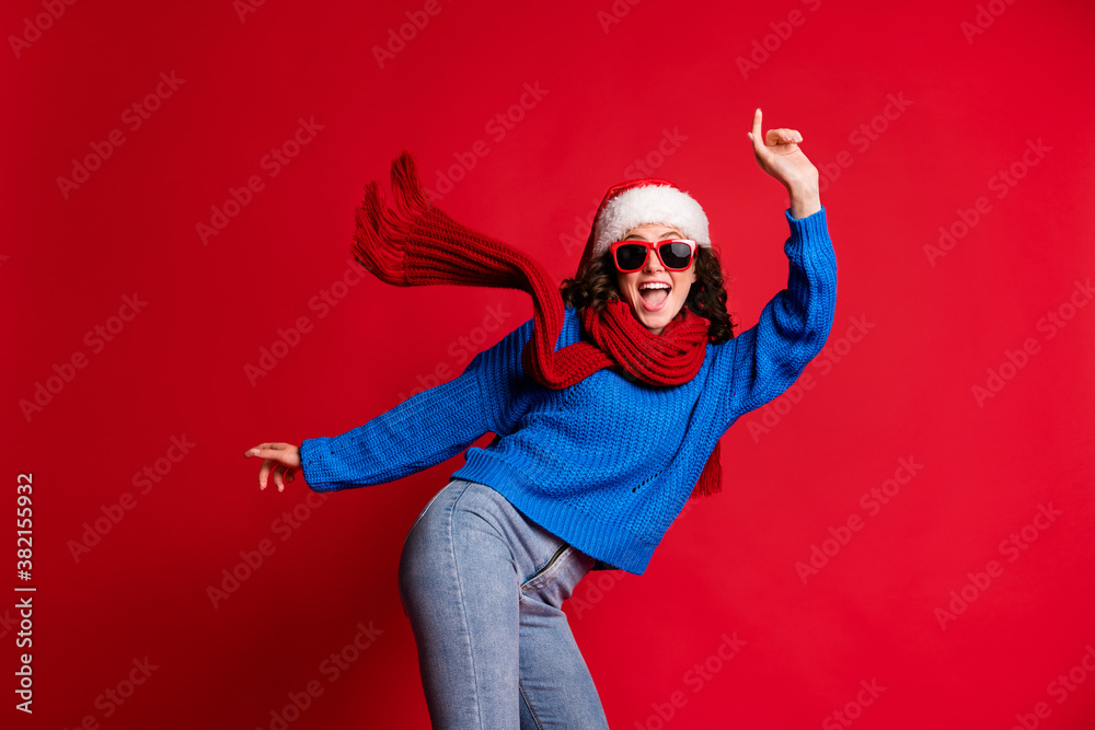 Portrait of her she nice attractive slim fit overjoyed carefree cool cheerful girl wearing casual festal outfit dancing having fun rest chill isolated bright vivid shine vibrant red color background Portrait of her she nice attractive slim fit overjoyed carefree cool cheerful girl wearing casual festal outfit dancing having fun rest chill isolated bright vivid shine vibrant red color background