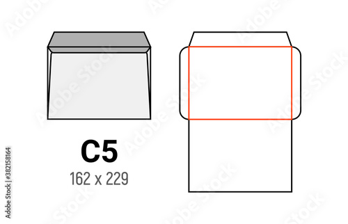 C5 envelope mockup a5 white template cut size