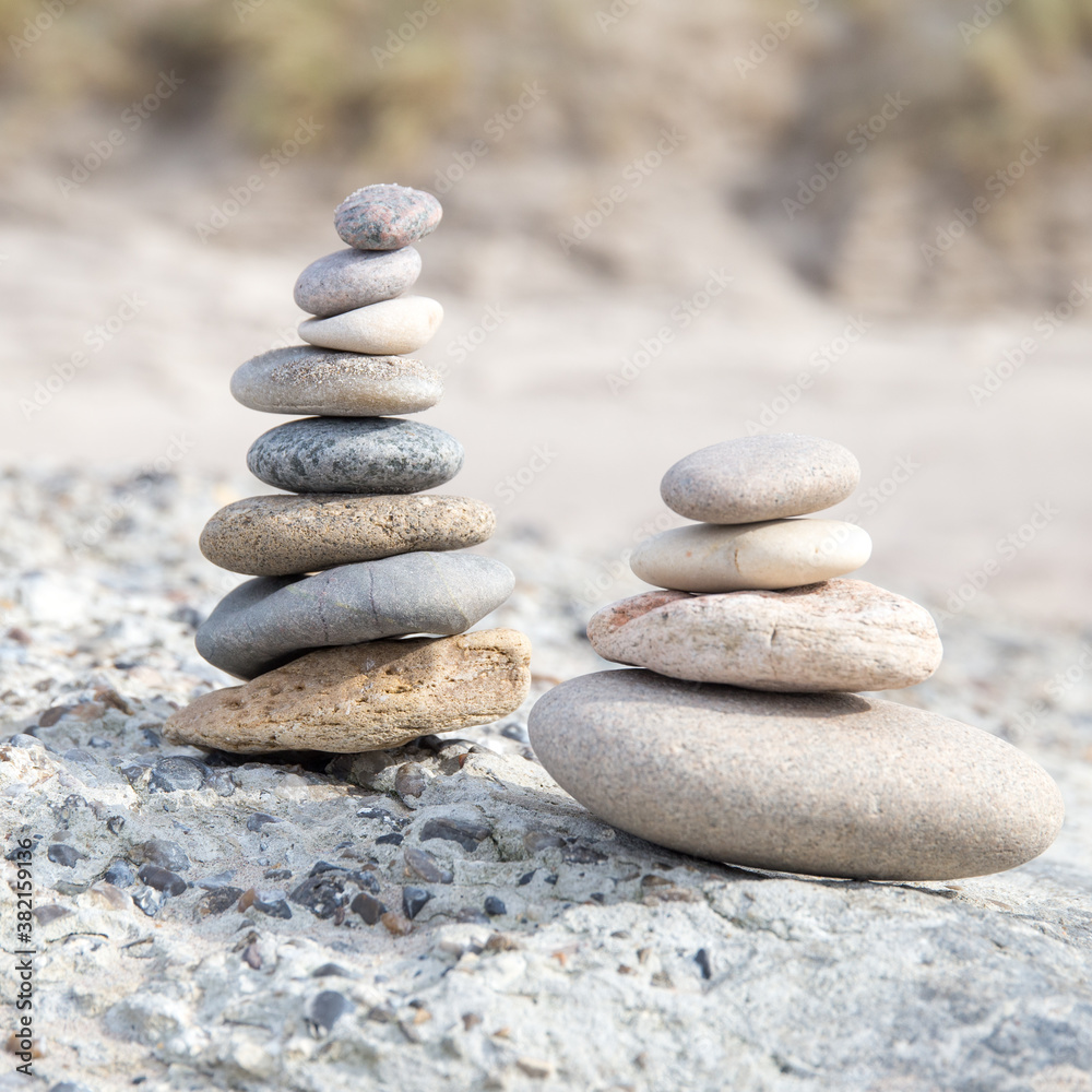 The balanced stones at the beach The balanced stones at the beach