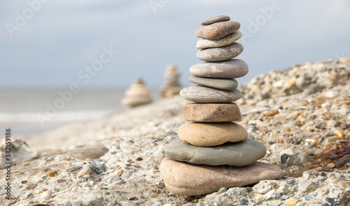 The balanced stones at the beach